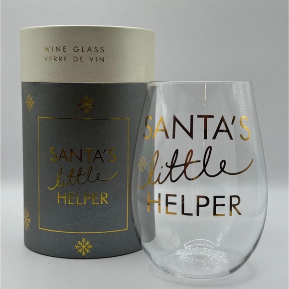 Santa’s Little Helper NEW Wine Glass - Picture 1 of 5